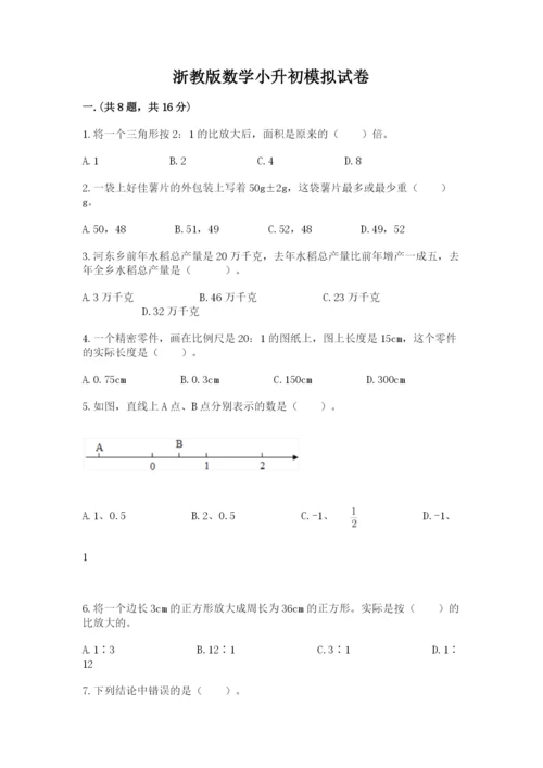 浙教版数学小升初模拟试卷含答案（精练）.docx