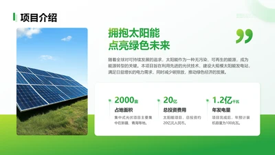 绿色简约风太阳能清洁能源项目介绍
