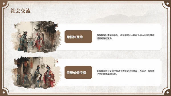 棕色中国风舞动非遗：英歌舞中的文化传承PPT模板