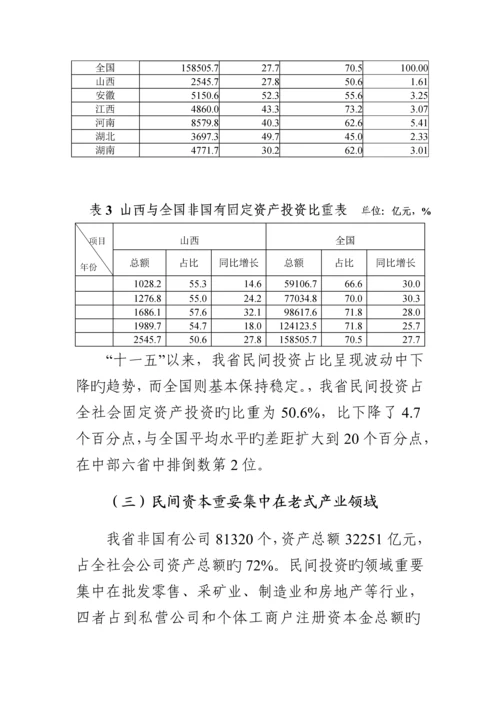 民间资本投资的现状、问题和对策专题研究.docx
