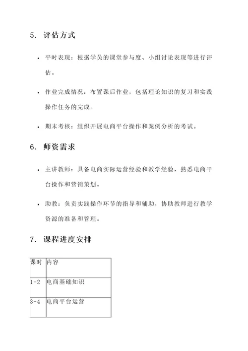 电商技能培训课程方案