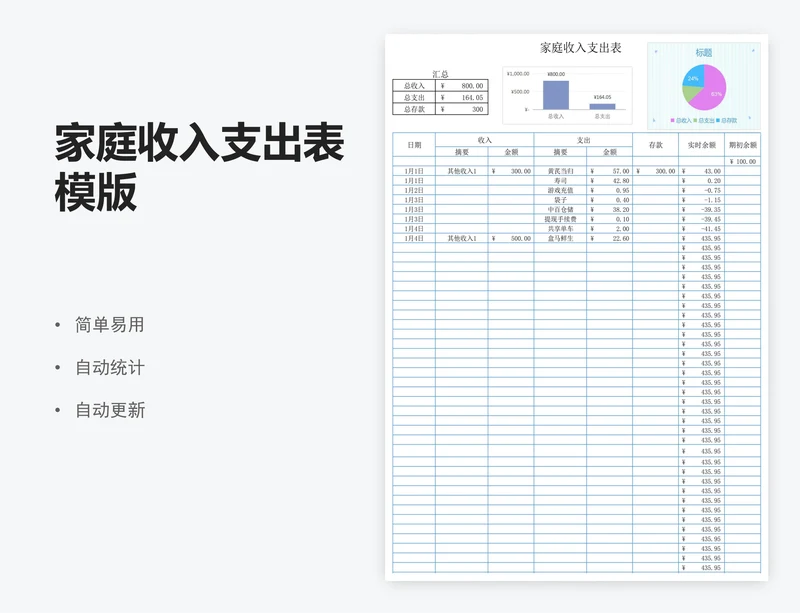 家庭收入支出表模版