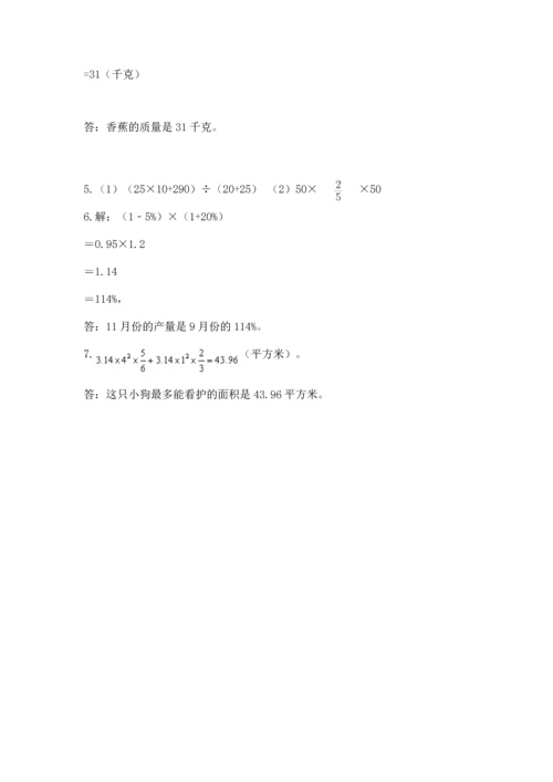 人教版六年级上册数学期末测试卷精品【达标题】.docx