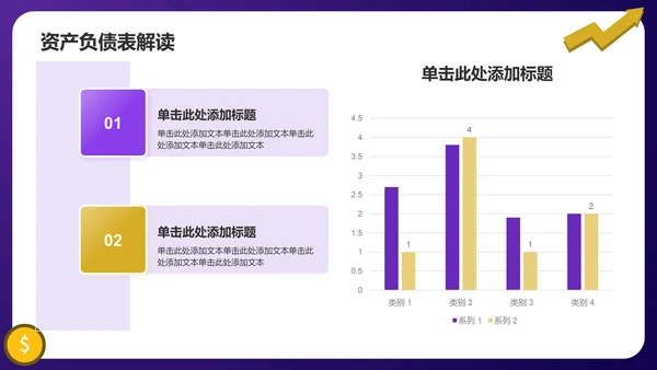 紫色插画风财务金融业绩回顾PPT模板