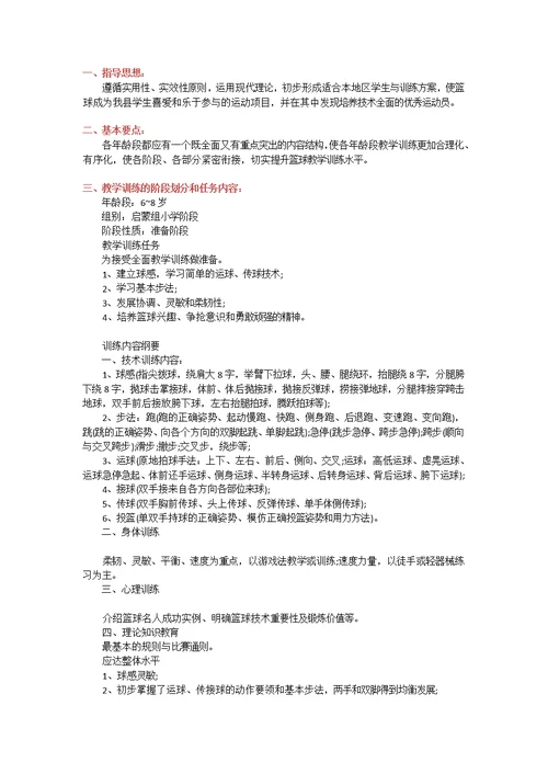 小学篮球启蒙教学大纲(共5页)