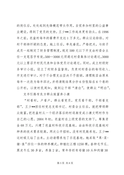 山村里的女强人——村党总支部书记先进事迹.docx