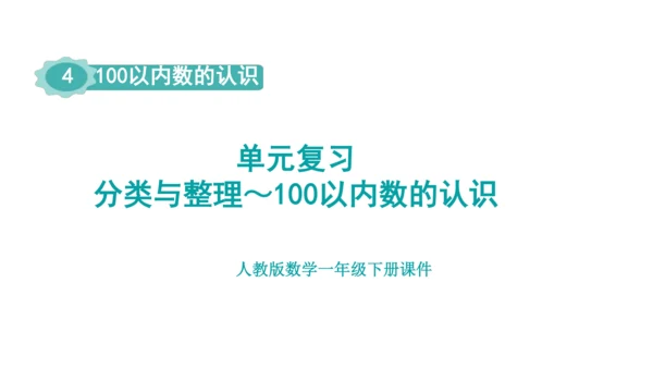 人教版（2023春）数学一年级下册 单元复习 分类与整理～100以内数的认识 课件(共46张PPT)