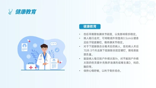 蓝色简约形状踝骨骨折护理查房医护培训ppt