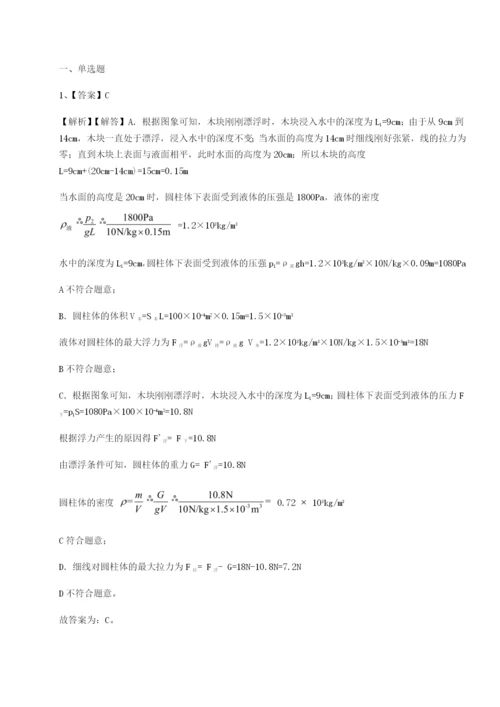 专题对点练习江西南昌市第五中学实验学校物理八年级下册期末考试同步训练试卷（含答案详解）.docx