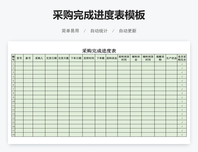 采购完成进度表模板