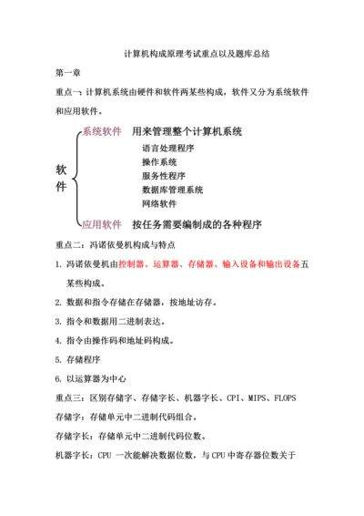 2021年计算机组成原理考试重点以及题库总结.docx