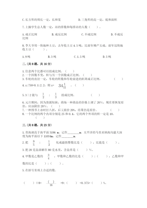 苏教版数学六年级下册试题期末模拟检测卷含答案【名师推荐】.docx