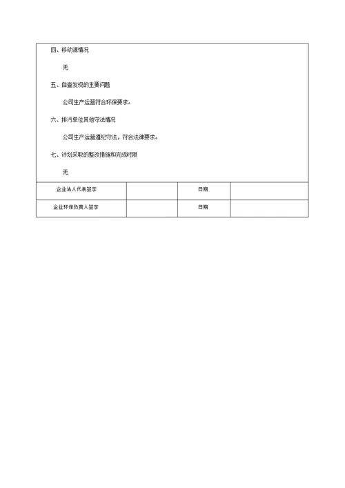 排污单位自查情况表格