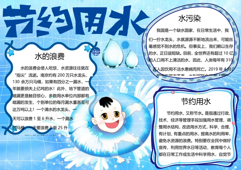 节约用水word小报