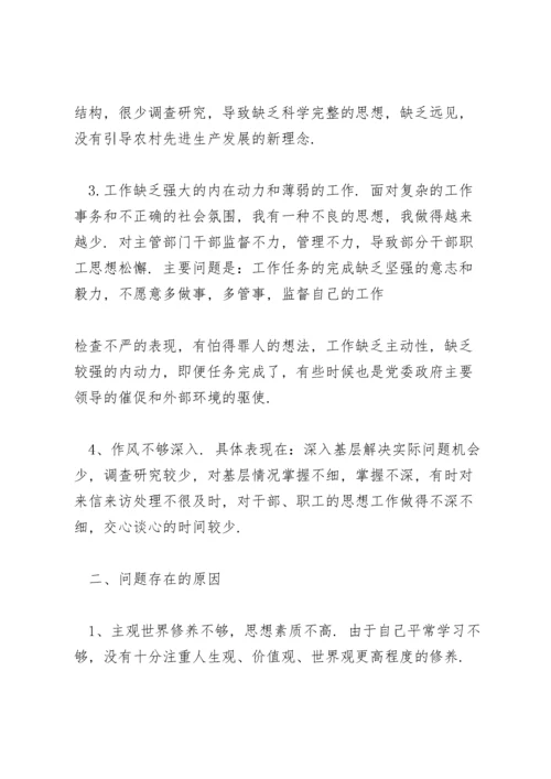 镇党政领导班子民主生活会对照检查材料.docx