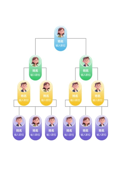 组织架构-彩色简约竖版圆形word模板