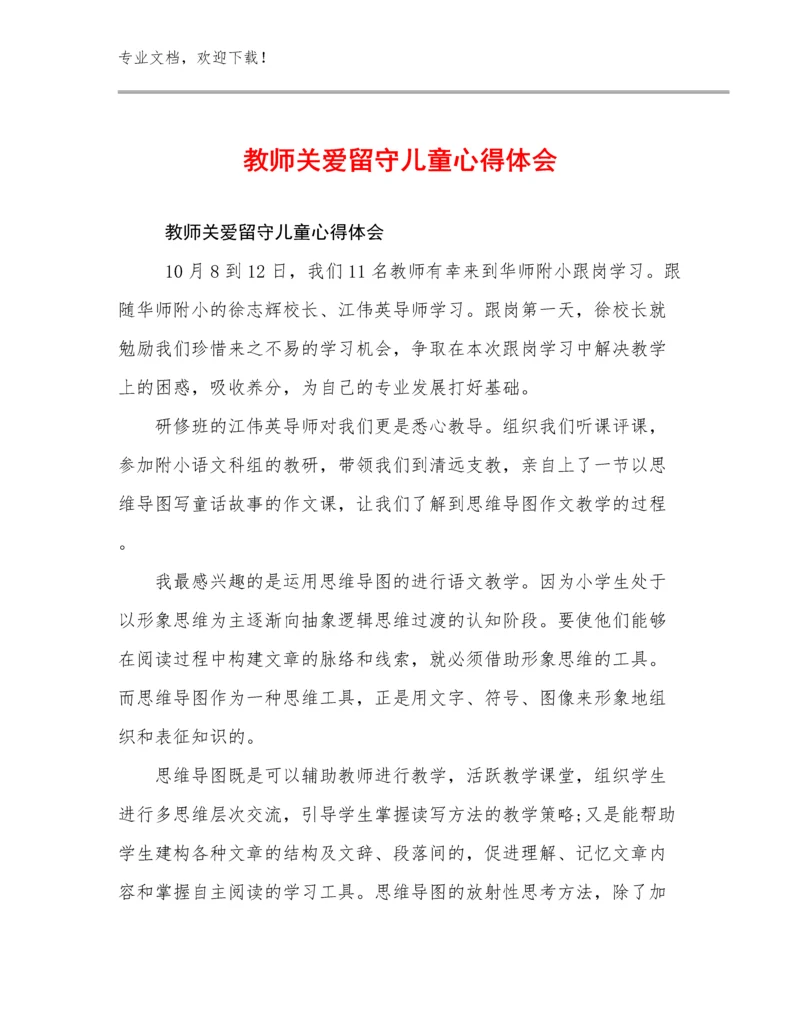 教师关爱留守儿童心得体会范文11篇合辑.docx
