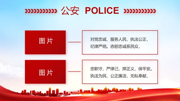 红色大气公安警察职责任务汇报动态PPT模板