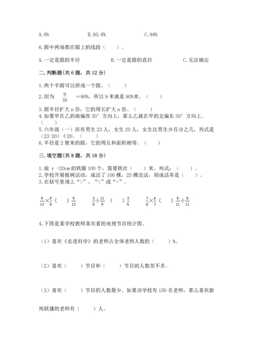 人教版六年级上册数学期末测试卷附答案（名师推荐）.docx