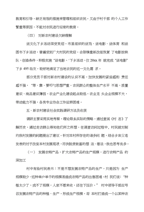 新农村建设调查报告范文