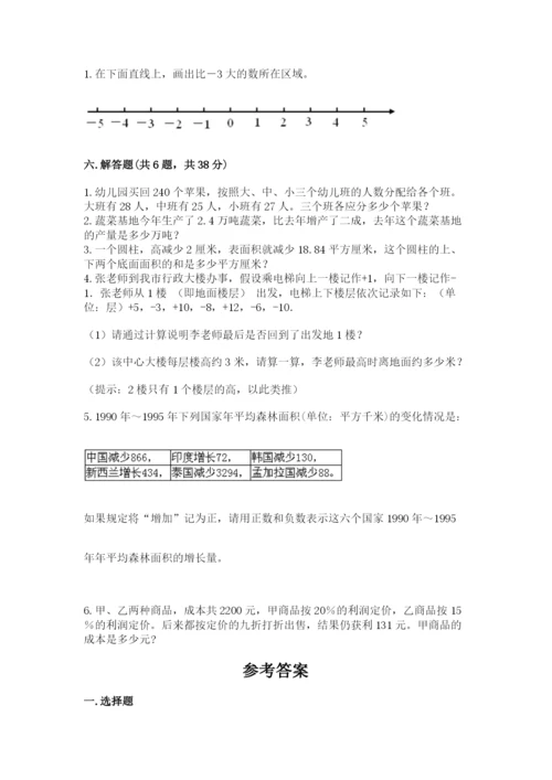 北京版小学六年级下册数学期末综合素养测试卷带答案（综合卷）.docx