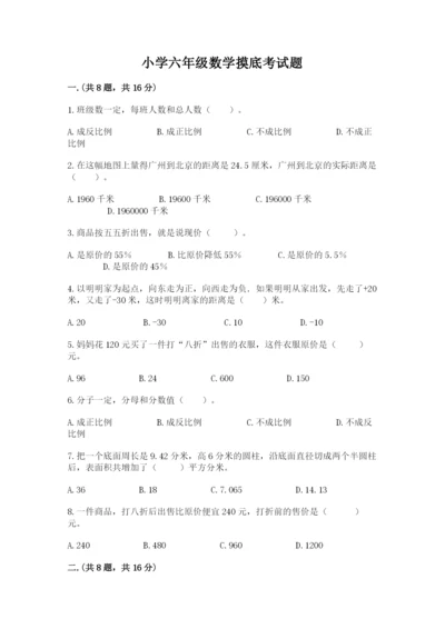 小学六年级数学摸底考试题及参考答案（基础题）.docx