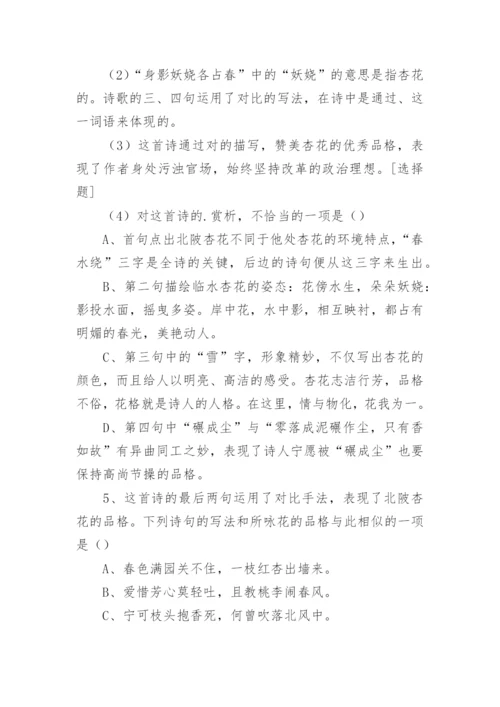 《北陂杏花》阅读答案附翻译赏析.docx