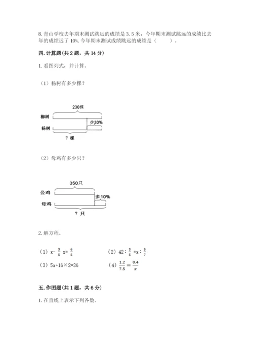 景东彝族自治县六年级下册数学期末测试卷精品加答案.docx