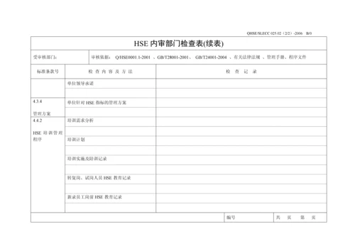 内审检查表-项目管理部.docx