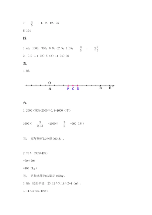 人教版数学六年级下册试题期末模拟检测卷附答案（基础题）.docx