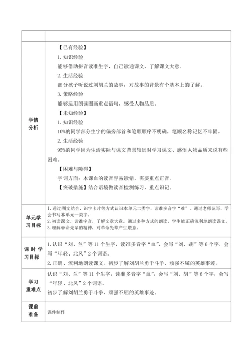 【大单元】18《刘胡兰》第1课时 教学设计