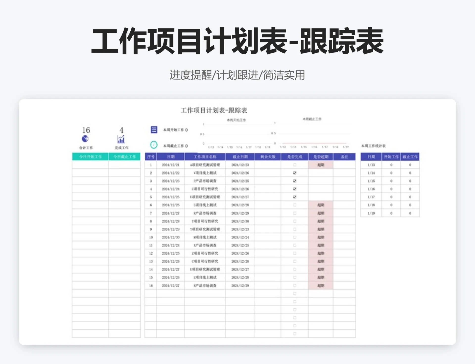 工作项目计划表-跟踪表