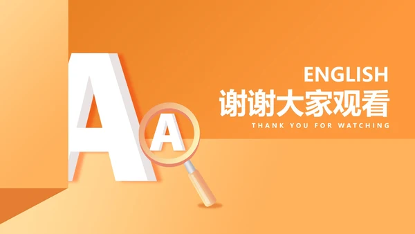 简约风橙色字母英语课堂教学PPT模板