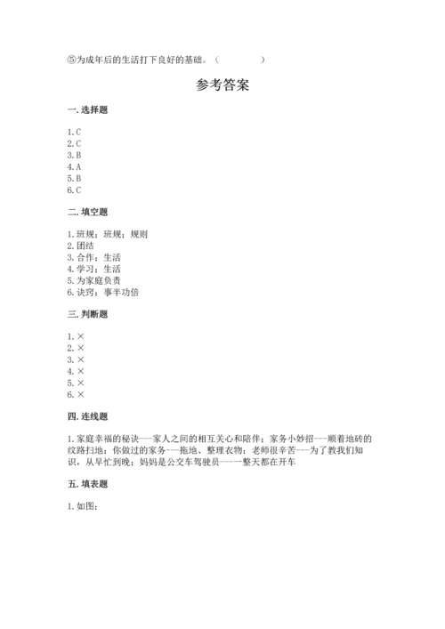 部编版道德与法治四年级上册期中测试卷附答案（黄金题型）.docx