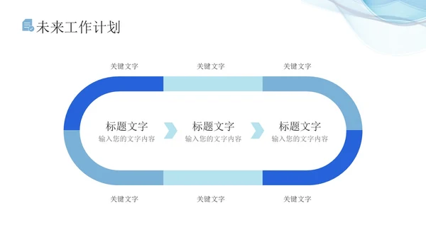 蓝色流体线条简约商务办公室年终总结PPT模板