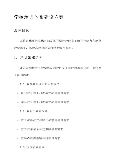 学校的培训体系建设方案