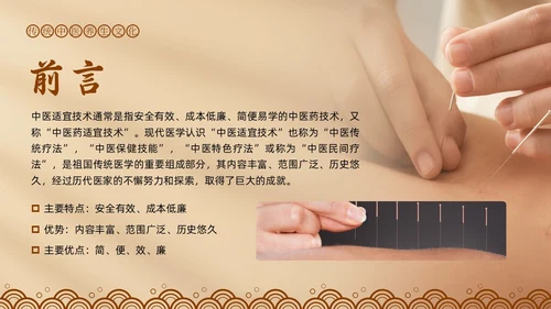 棕色简约中医适宜技术PPT模板宣传PPT动态PPT