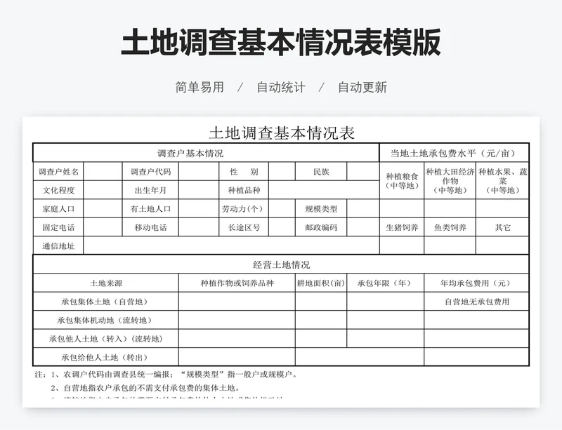 土地调查基本情况表模版