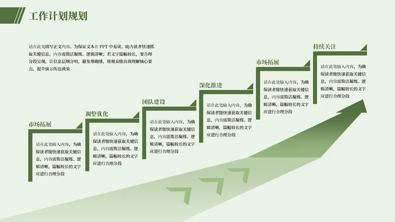 绿色简约风6项流程PPT单页