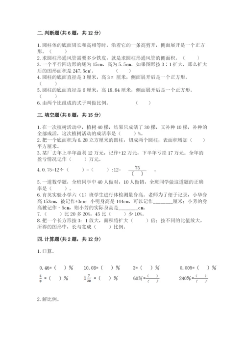 北京市大兴区六年级下册数学期末测试卷审定版.docx