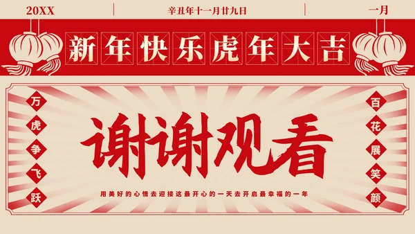 黄色复古风板报元旦快乐节日PPT模板