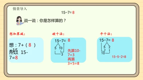 2.4十几减5、4、3、2（课件）2024-2025学年度人教版数学一年级下册(共19张PPT)