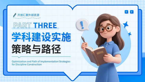 蓝色3D风学科建设与发展计划书PPT模板
