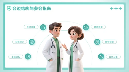 绿色3D风预防即治疗：医疗健康学术会议报告PPT模板
