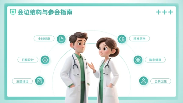 绿色3D风预防即治疗：医疗健康学术会议报告PPT模板