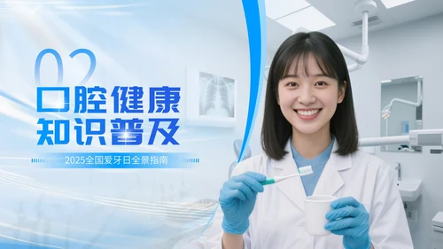 蓝白简约爱牙日口腔宣传模板