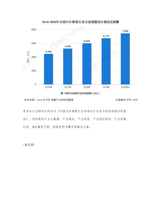 中国汽车维修行业发展现状及市场规模分析-市场规模或将近7500亿元.docx