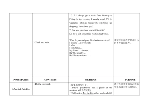 Unit 7 At weekends 单元整体教案设计（4个课时）