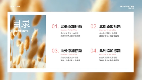 粉色画册风格清新通用PPT演示模板