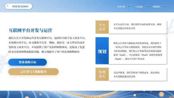 蓝黄高级商务IT互联网通用PPT